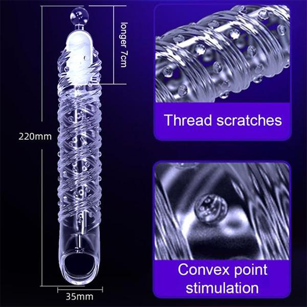 Highly Elastic Crystal Condom Reusable Penis Extender Sleeve Delay Ejaculation Penis Enlargement Intimate Goods Sex Toys for Men