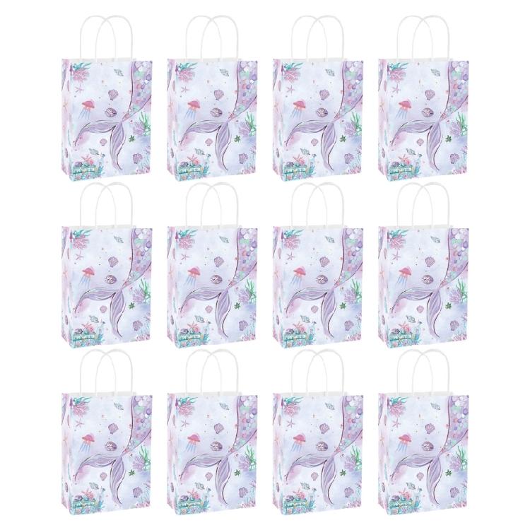 Zestaw 12 Torebek Prezentowych Syrenka na Imprezy Dziecięce i Święta Torby na Upominki z Przenośnym Uchwytem