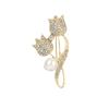 Diamond Temperament Tulip Pearl Brooch, Light Luxury High-End Coat Corsage Suit Pin Women
