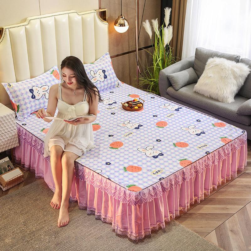 1pc Ruffle Bed Skirt +2pcs Pillowcase Thicken Sanding Bed Skirt 3pcs Set Soft Comfortable Bedspread Twin Double Size Bed Cover