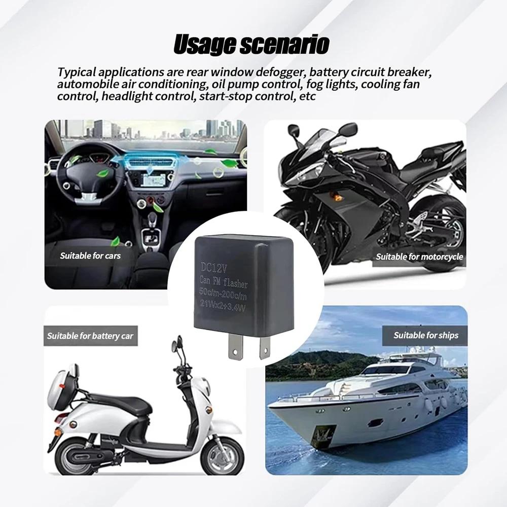 1pcs 2-Pin Black LED Flasher ,Relay Universal Adjustable of Turn Signals Blinker Indicator Relays for Motorbike Motorcycle Accessories