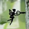 Fairy Silhouette Tree Decoration Weather-proof Metal Indoor Outdoor Garden Yard Patio Winged Elf Silhouette Statue Sculpture Ornament