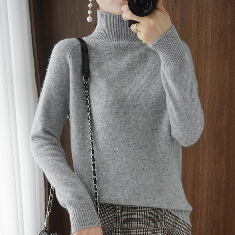 Nový jarní podzimní dámský svetr rolák štíhlý jednobarevný vysoce kvalitní hřejivý komfort visící pletený svetr