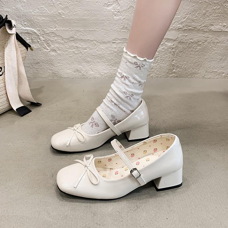 

Retro Versatile Platform Leather Shoes for Women - New Style Flats 35 бежевый