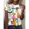 T-shirt da donna casual a maniche corte con stampa di cane a cartoni animati, top da donna