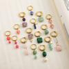 Fashion Multicolor Geometric Square Heart Natural Stone Malachite Drop Earrings for Women Stainless Steel Hoops Bohemia Jewelry