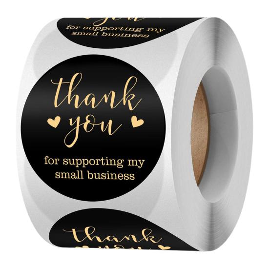 1 Roll Thank You Sticker DIY Letter Printing Residue-free Waterproof Thanks Gift Holiday Tag Sticker for Festival