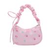 Sweet underarm bag women's new bow floral handbag niche drawstring versatile shoulder bag