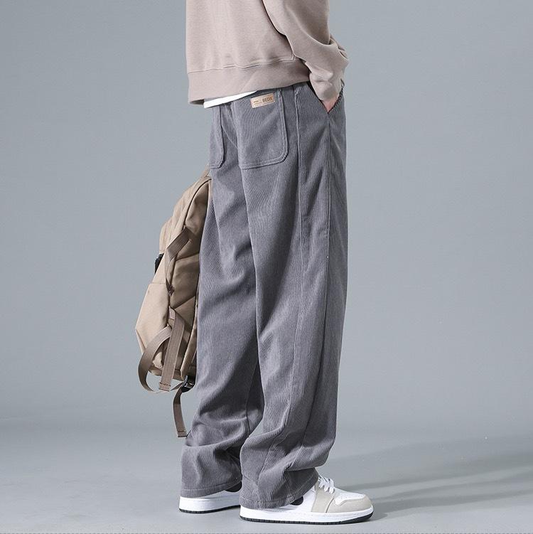 Men's Corduroy Pants: Loose Straight Wide-Leg Sweatpants for Spring & Autumn, Winter Sports Casual Long Trousers
