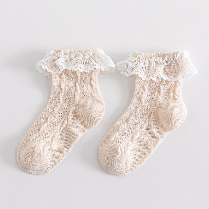 

Summer Baby Socks Combed Cotton Mesh Lace Short Socks for Girls 0-1years