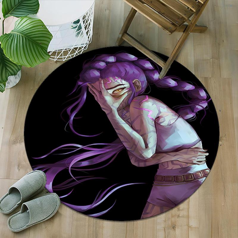 1pc KPop Demon Hunters RUMI5 Print Round Carpet Chair Round Carpet Suitable for Bedroom Living Room Home Decorative Carpet