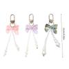 Bowknot Shaped Keychain Pendant Pearls Beaded Butterfly Knot Key Chain Fashionable Bow Ornament for Phones and Bag
