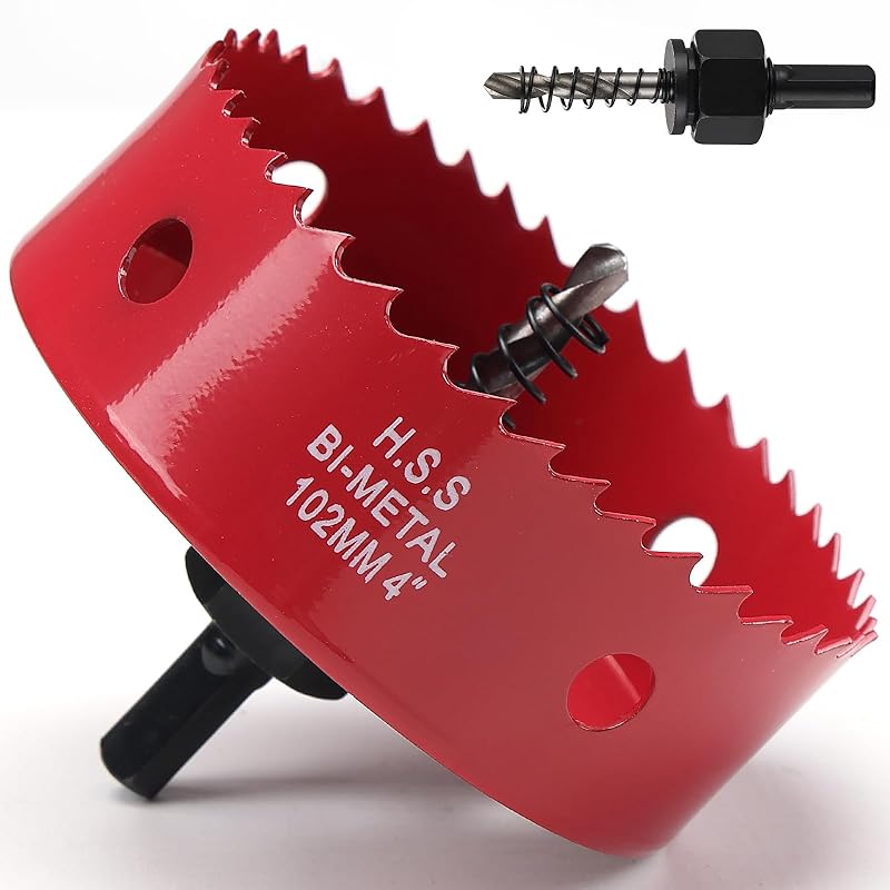 Hole Saw 6 1/2 Inch, 30 mm Cutting Depth HSS Bi-Metal Hole Saw for Cutting Wood, Plastic, Drywall, Plasterboard and Soft Metal Sheet, Red