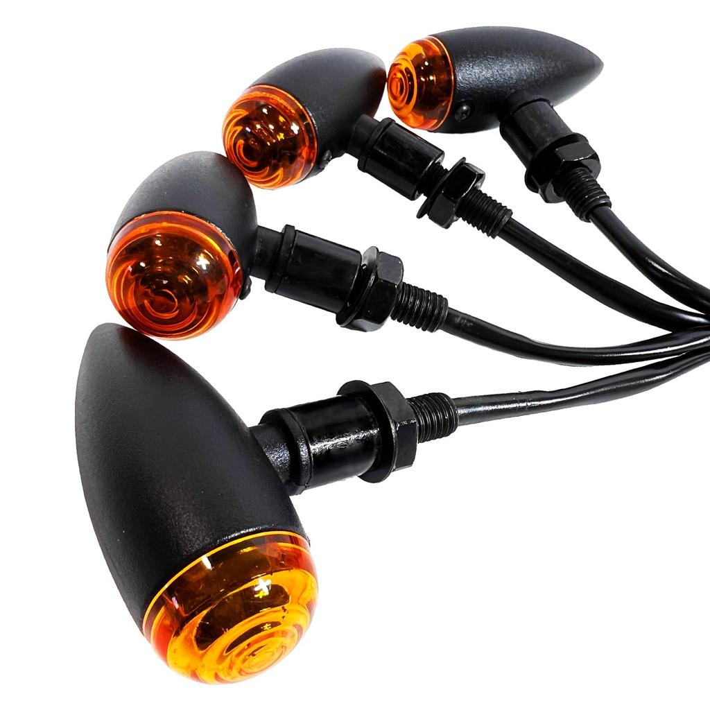 Nishihaya Motorcycle Turn Signal Universal Custom Retro Turn Signal Metal Bullet American Shadow Dragster Magna Black