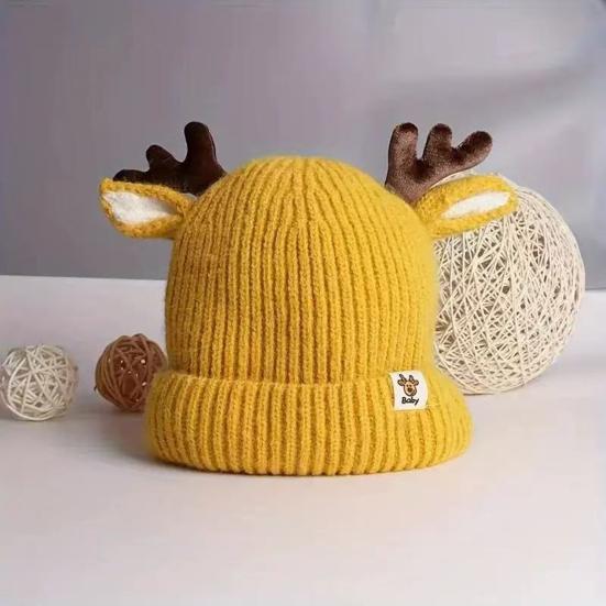 Reindeer Antler Baby Hat Soft Warm Knitted Winter Hat Perfect Fit Elastic Design Festive Christmas Toddler Cap