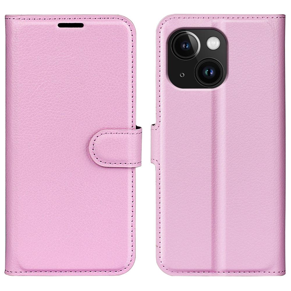 For iPhone 15 Plus Wallet Case Litchi Texture Shockproof Leather Flip Stand Phone Cover