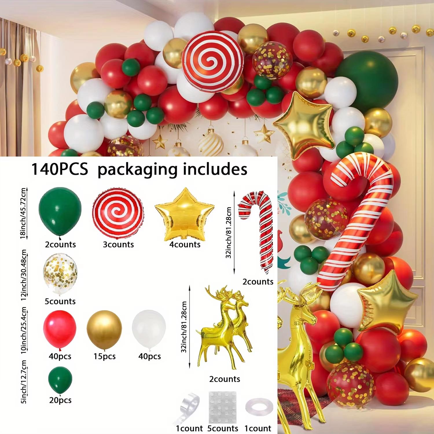 

140pcs Christmas Balloon Arch Set, Suitable for Christmas Celebrations, Birthday Parties, Holiday Parties and Other Decorations others