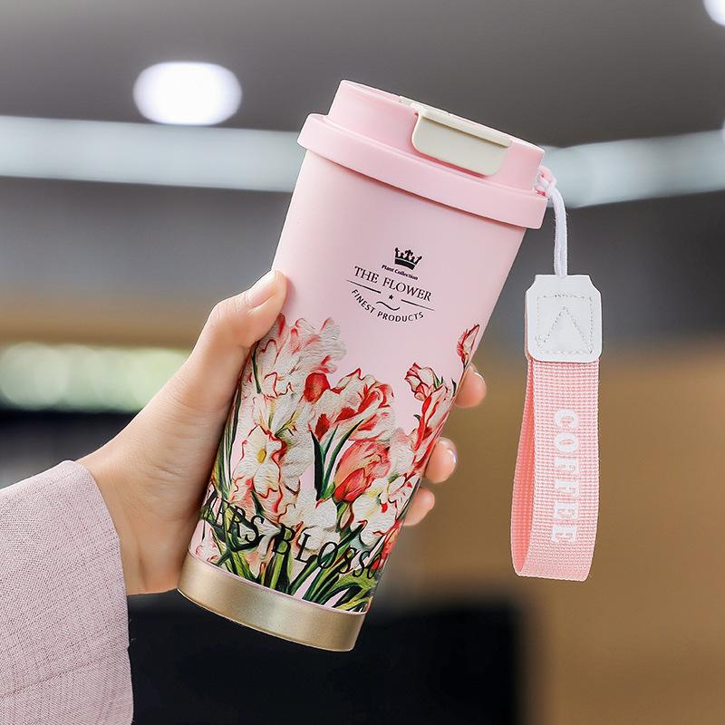 Light Luxury High-grade Water-sensitive Cup Stainless Steel Portable Coffee Cup Large Capacity High Value Niche Thermal Insulation Kettle