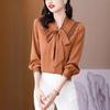 Brand Women's High-End Silk Bow Tie Blouse - Fashionable Style