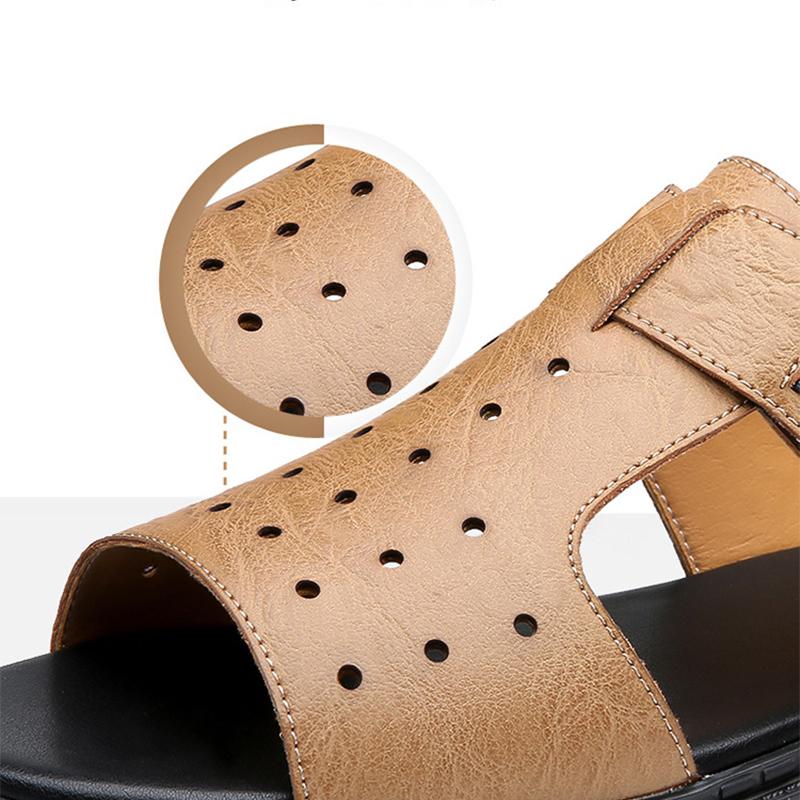 Fashion Leather Casual Shoes For Men High Quality Classic Men Sandals Summer Outdoor Walking Men Sneakers Breathable Men Sandals