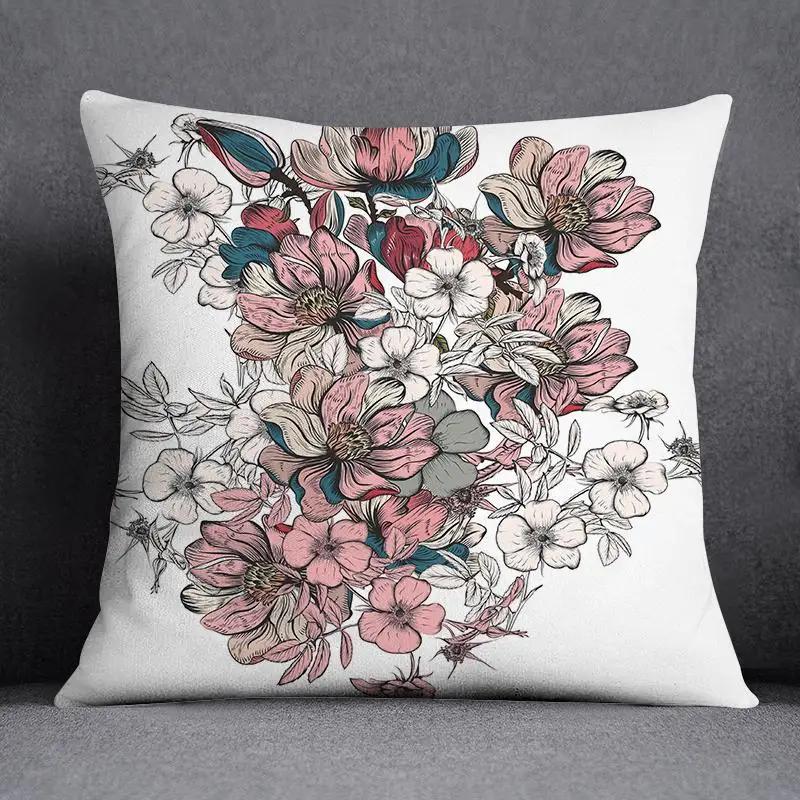 Juste De Coussin Carrée À Motif Papillon, Taie D'oreiller, Série Rose, Décoration De Bureau À Domicile