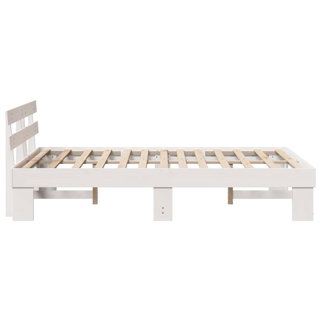 White Bed Frame with Headboard 120 x 190 cm Solid Pine Wood