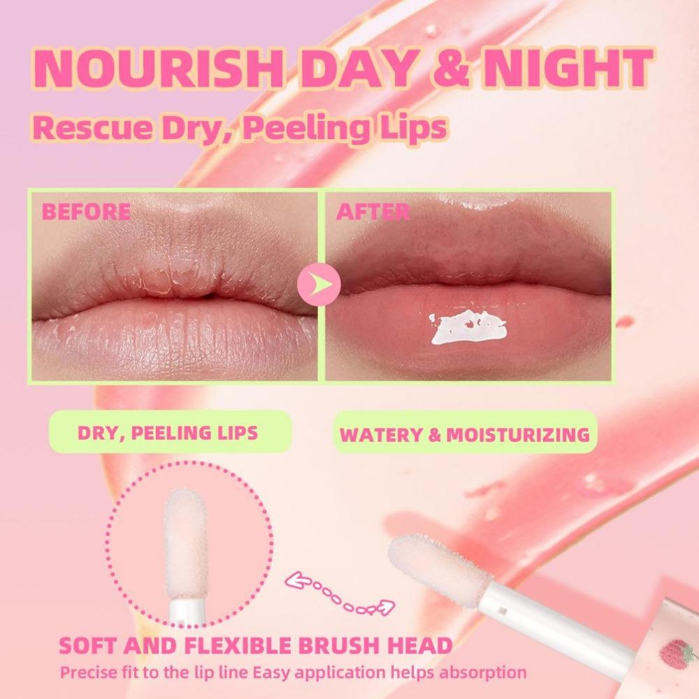 Feuchtigkeitsspendender und feuchtigkeitsspendender Lipgloss mit Fruchtgeschmack, transparenter Lippenbalsam gegen Risse