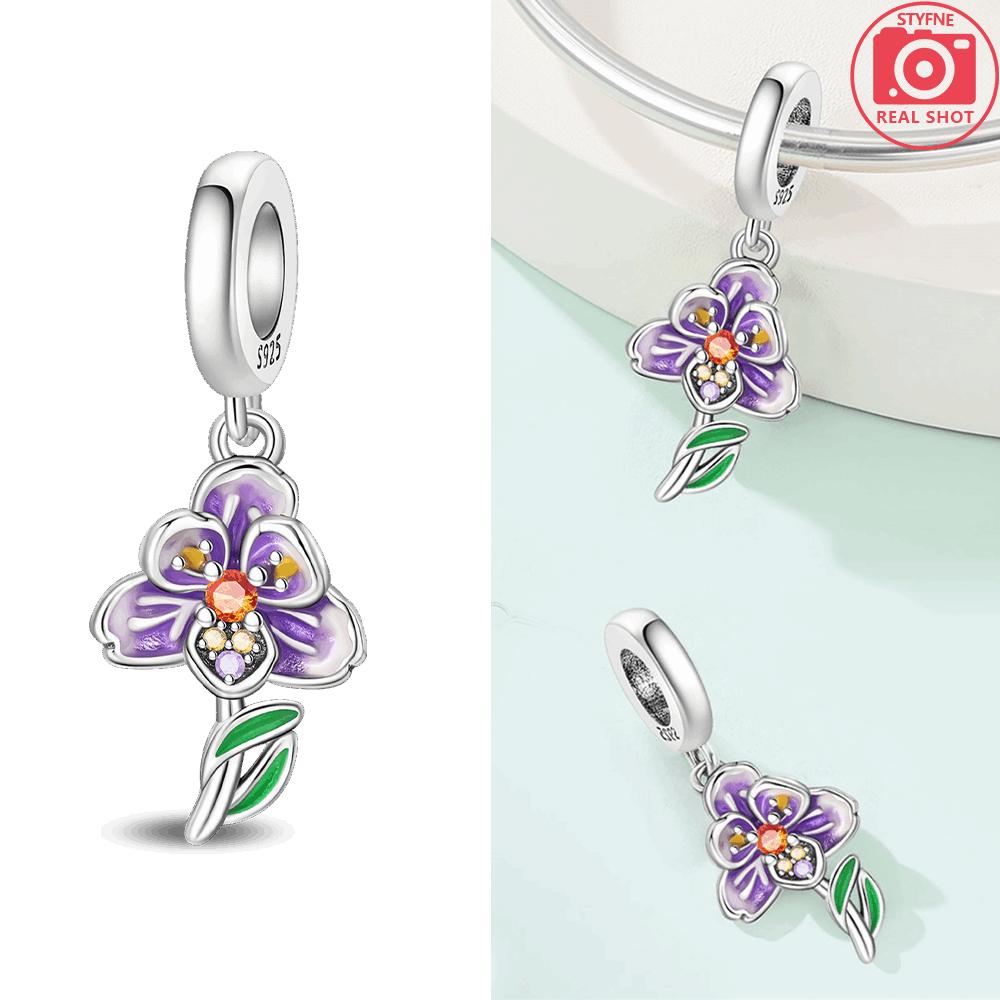 Classic Pendant Original Copper Purple Flower Bellflower Cat Stars Moons Bead Fit Bracelet Fine Gift Jewelry Accessory Set