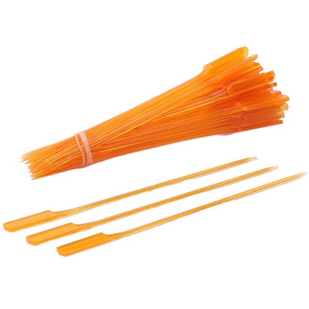

100Pcs Universal BBQ Skewer Multifunctional Fruit Stick Food Grade Plastic Stick Candied Haws оранжевый