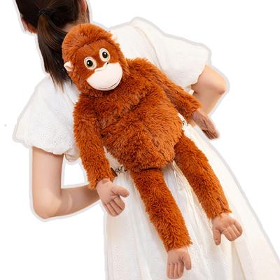 Cute Red Gorilla Plush Backpack Simulation Monkey Doll Super Soft Stuffed Orangutan Bag Kawaii Cartoon Friend Gift Car Decor