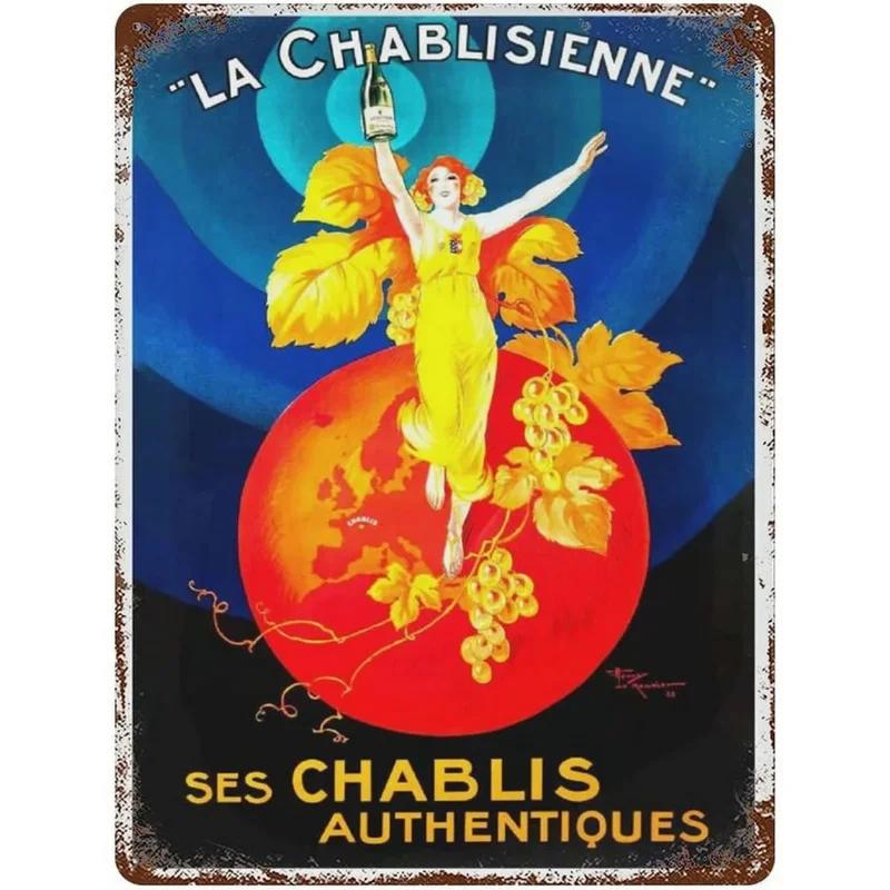 Französischer Champagner Retro Vintage Metall Blechschilder Poster Platte Wanddeko für Heim Bars Café Man Cave Clubs Retro Poster Plakette