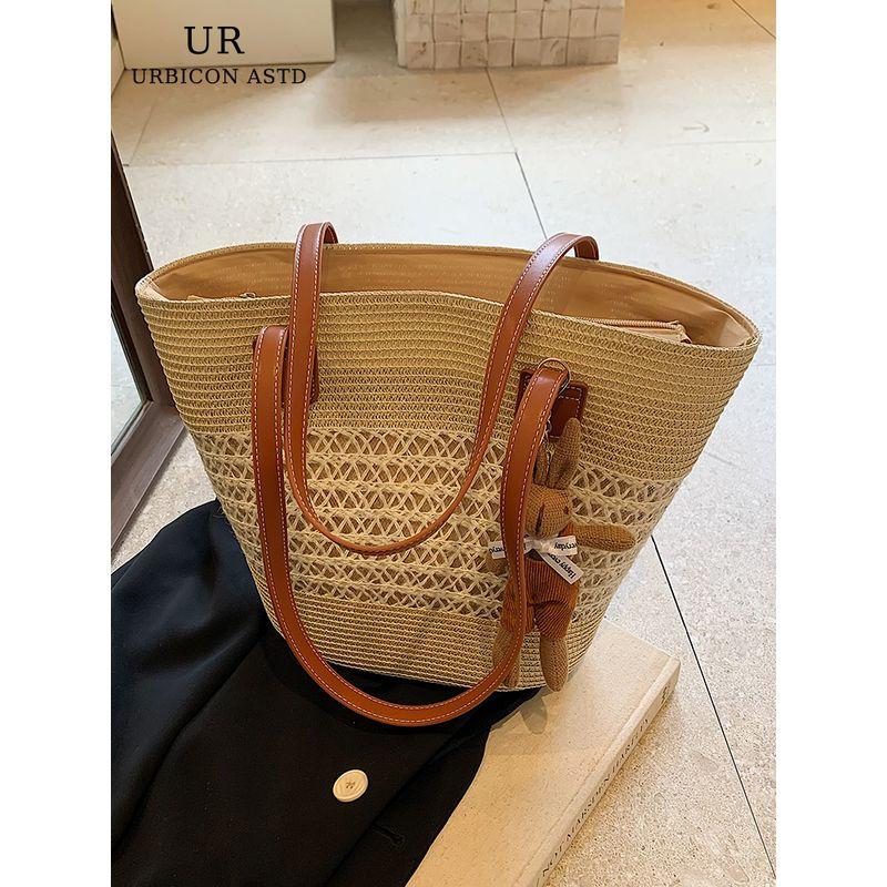 Fancy Woven Bag Women's 2025 New Arrival Summer Seaside Holiday Straw Bag Large Capacity Shoulder Tote Bag