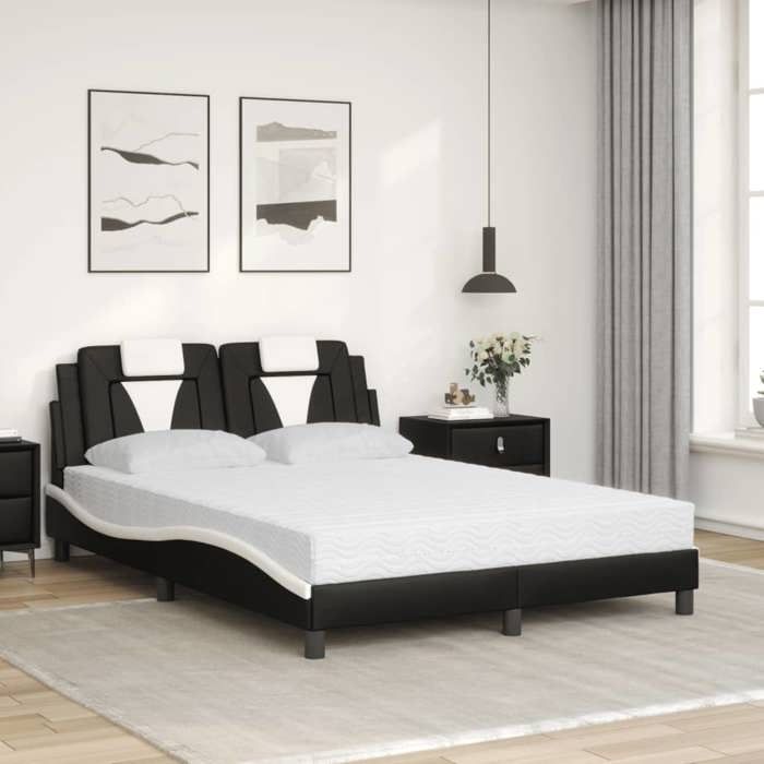 VidaXL Bed with Mattress, Upholstered Bed with Headboard Cushion, Double Bed, Adult Bed, Bedroom Furniture 3208801