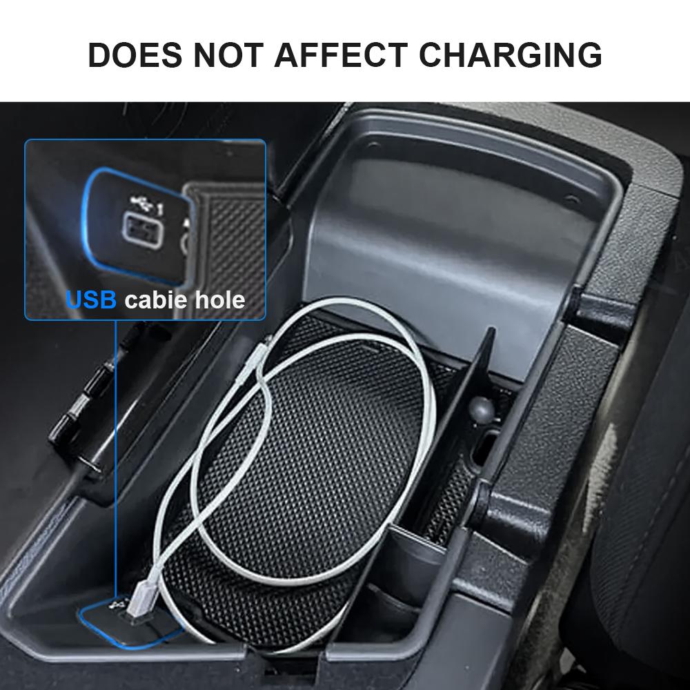 1pcs Car Center Console Organizer Tray Black Plastic Armrest Storage Box Fit for Dodge Challenger 2015-2022