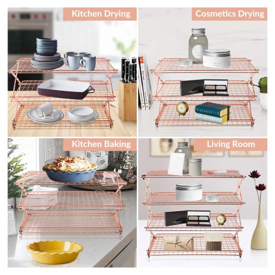 3/4 Katlı Katlanabilir Soğutma Rafı Katlanabilir Ayarlanabilir İstiflenebilir Tasarım Yapışmaz Kaplamalı Metal Soğutma Rafı Kekler Pişirme Mutfak Aleti