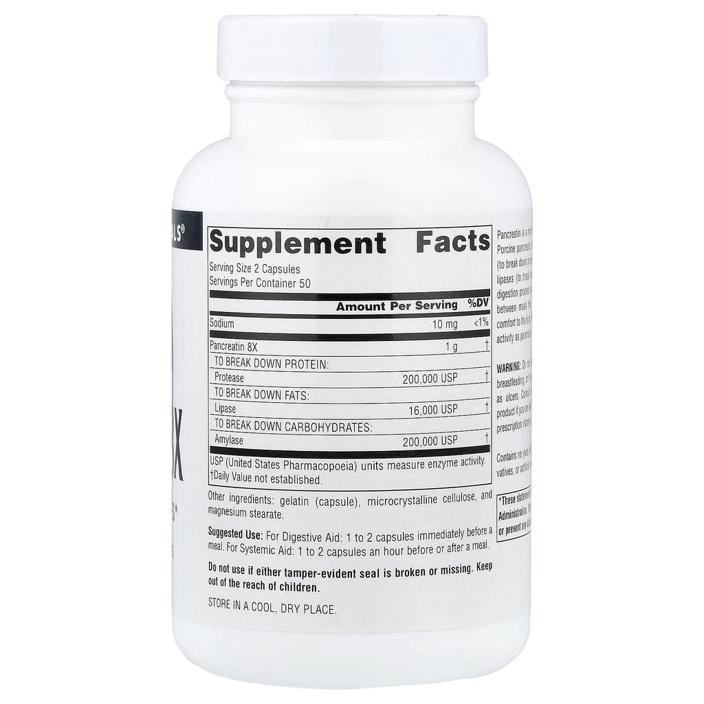 Pancreatin 8X, 100 Capsules