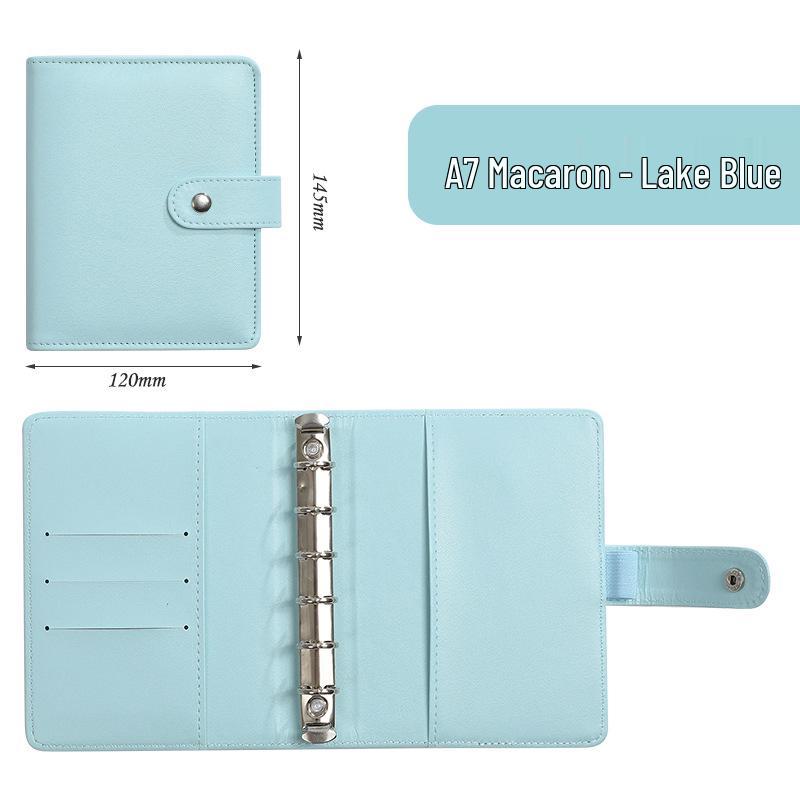 A6 Macaroon Leather Notebook Binder with 12 Refillable Zipper Pockets for Bills and Coins