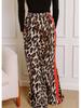 Leopard Print Patchwork Wide-Leg Women's Trousers