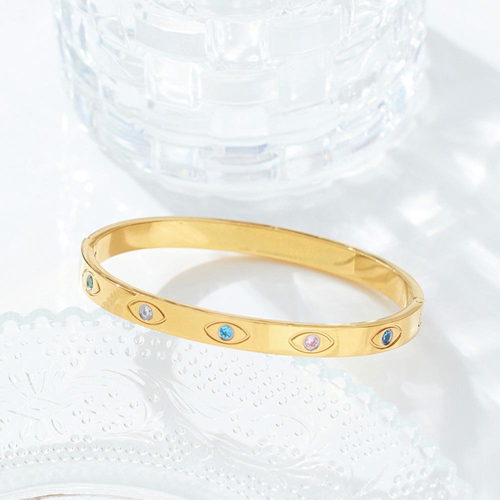 Bracciale Occhio Malvagio in Zircone Colorato Impilabile Braccialetto Turchese Regalo per Celebrazioni per Sorelle Gioielli Protettivi
