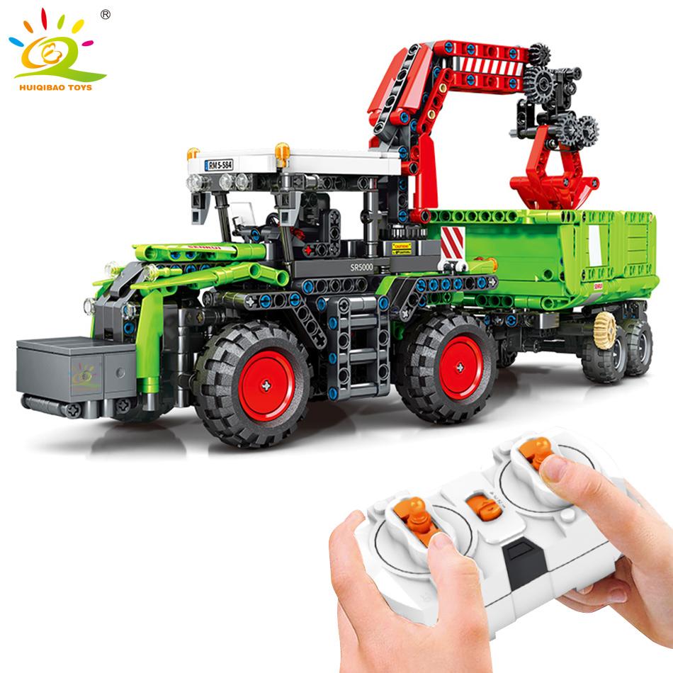 RC Engineering Farm Truck Technical Car Building Block Electric Remote Control Model Bricks Set City Children Kids Toys