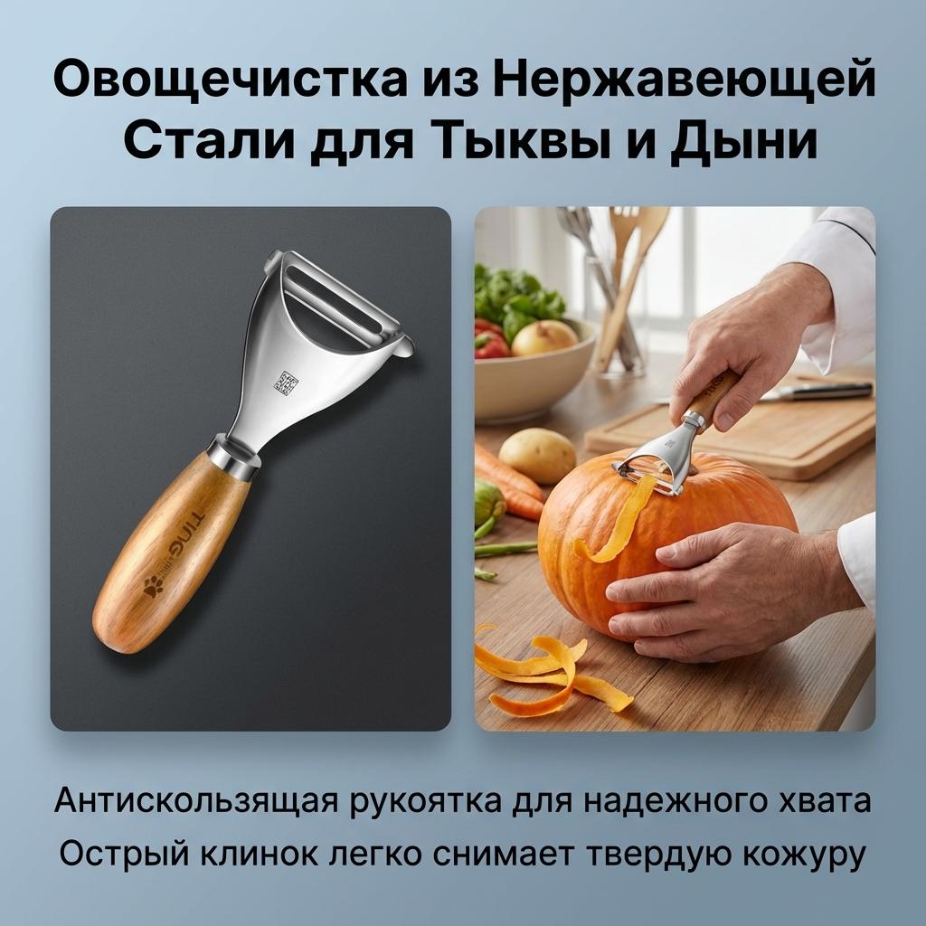 Stainless Steel Vegetable Peeler for Pumpkin and Winter Melon with Anti Slip Handle