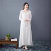 Chinese Retro Cotton Linen Zen Meditation Robe - Long Sleeve Dress & Skirt