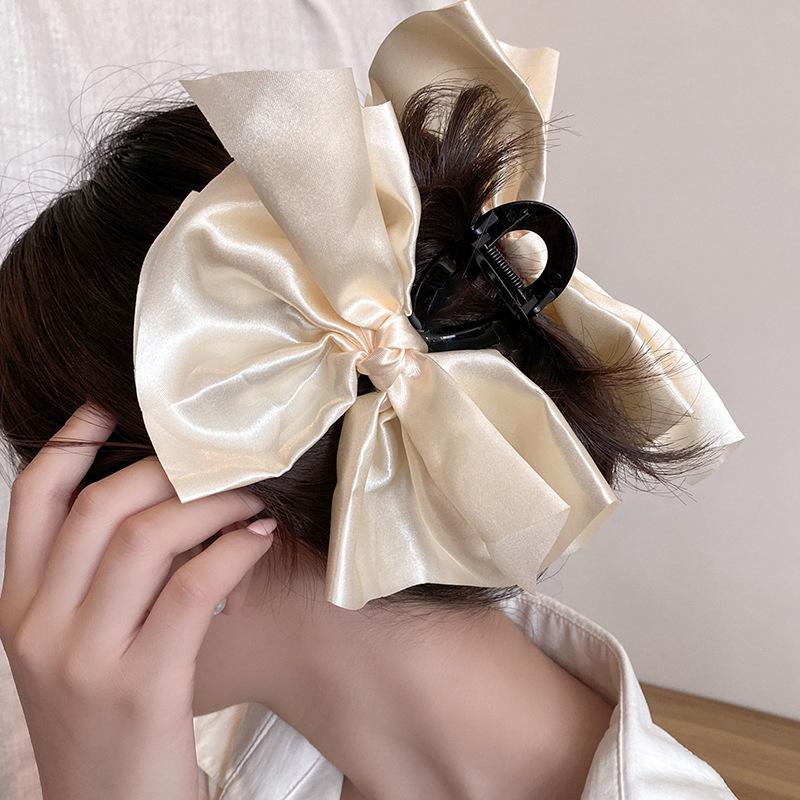 oversized bow grab clip hairpin female back of head senior shark clip hair
