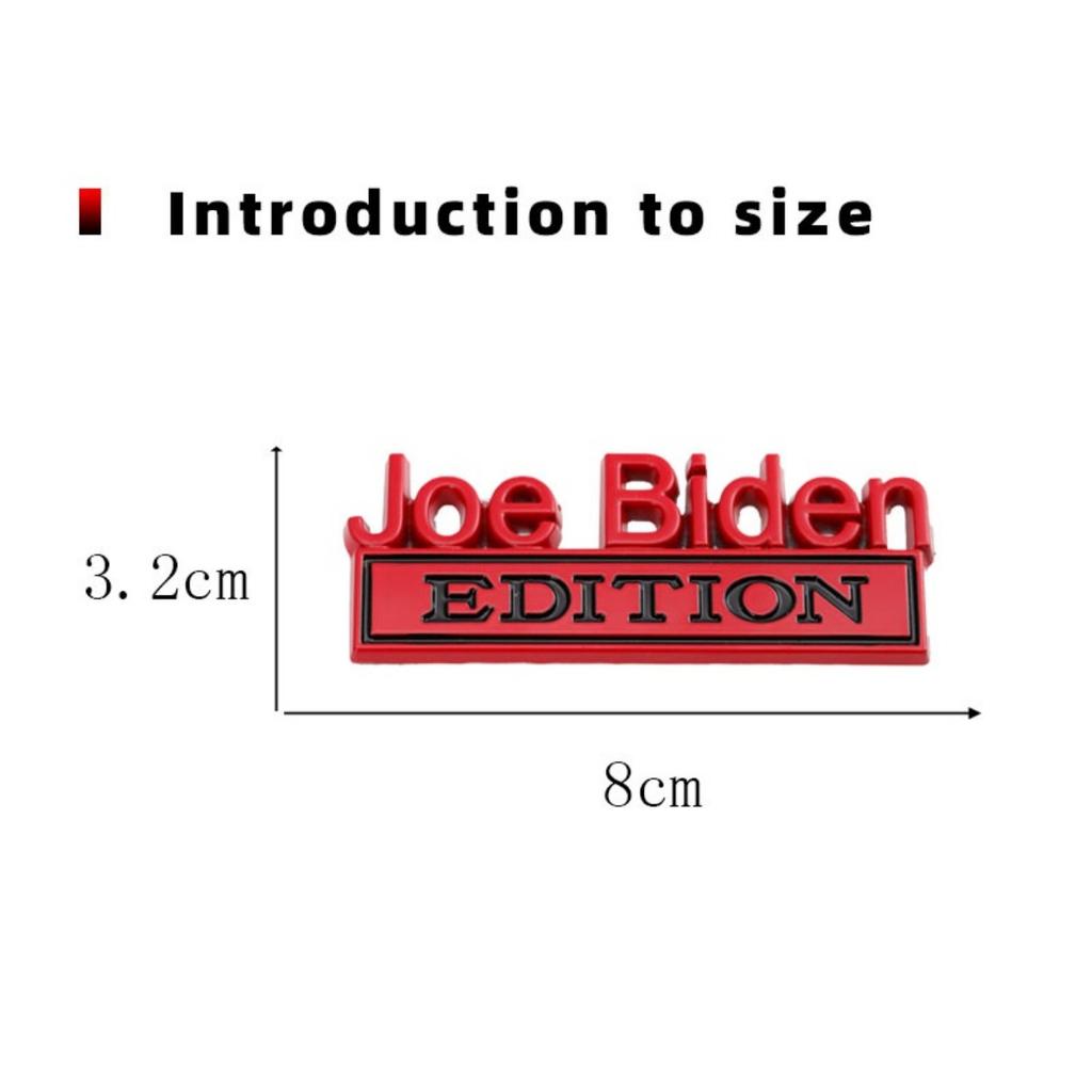 1Pc 3D Metal Joe Biden Edition Logo Car Front Grille Badge Side Fender Rear Trunk Emblem Sticker Decal