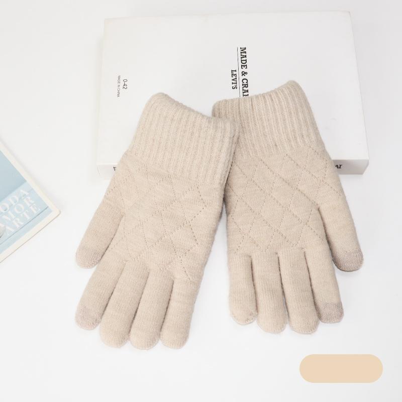 Men's and women's winter touchable screen yarn and velvet warm gloves, cold resistant gloves, riding double-layer extra thick