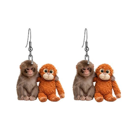 

1 Pair Acrylic Monkey Dangle Earrings 2D Flat Monkey Hook Earrings Hypoallergenic Women Animal Drop Earrings Fashion Jewelry Fans Gift I