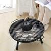 Round Firepit with Carbon Mesh Indoor Outdoor Backyard Balcony Patio Charcoal Burner Portable Detachable Brazier Heavy Duty Household Stove