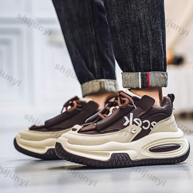 Fashion Men's Vulcanized Shoes 2025 Spring New Soft Soled Spring Autumn Leisure Sports Sneakers Thick Sole Non-slip Wear-resistant Shoes
