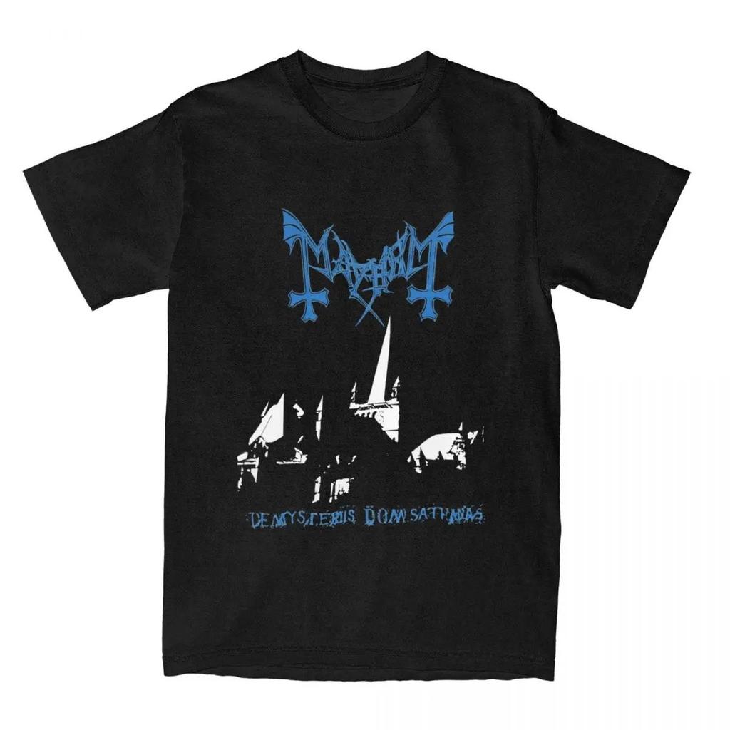 Męski T-Shirt Zespół Rockowy Mayhem Black Metal T-Shirt Vintage 100% Bawełna Krótki Rękaw Okrągły Dekolt T-Shirt Kobiety Rozmiar EU Unisex Topy