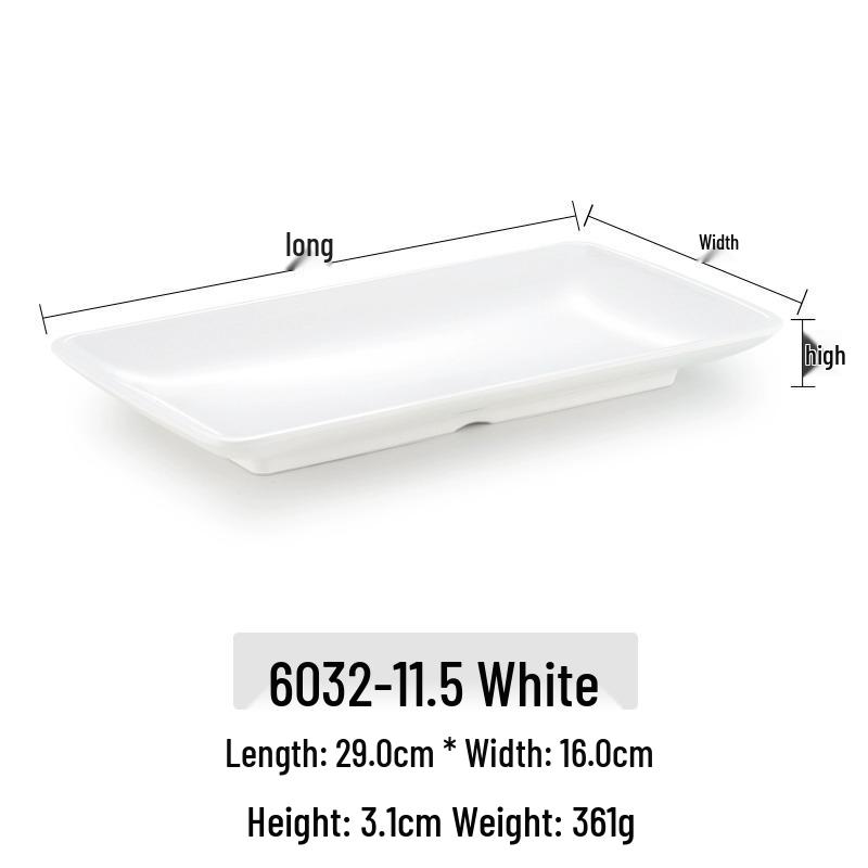 Melamine Rectangular Imitation Porcelain Plate for Hot Pot, Sushi, BBQ & Hotel Tableware.